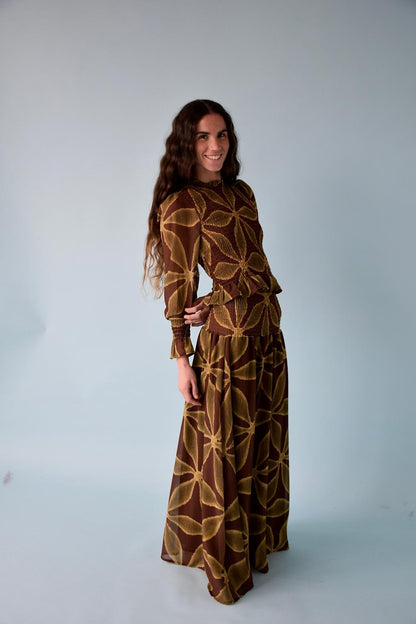 Falda Trébol Verde y Marrón