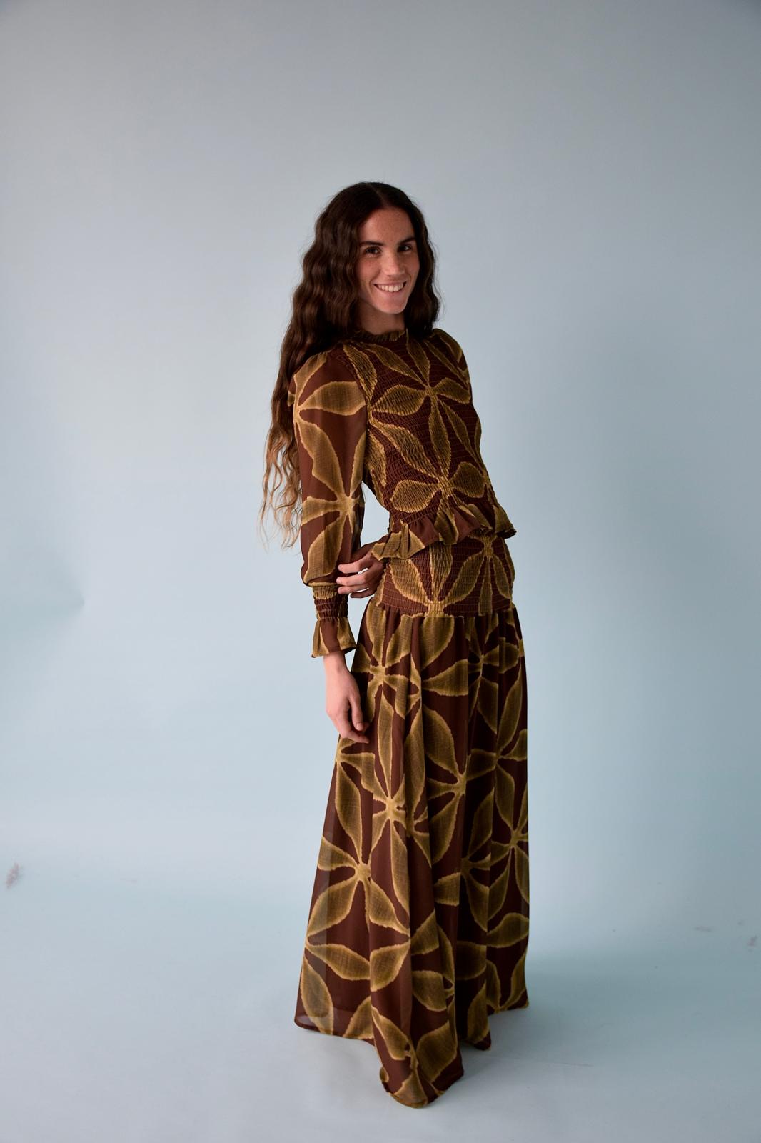 Blusa Trébol Chía Verde y Marrón