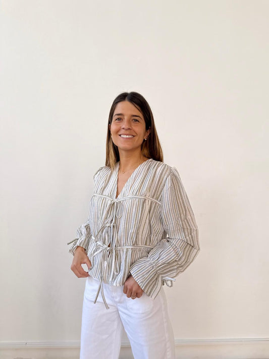 Blusa Lucía Rayas Azul