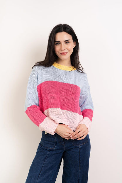 Jersey Jana Azul y Rosa Algodón