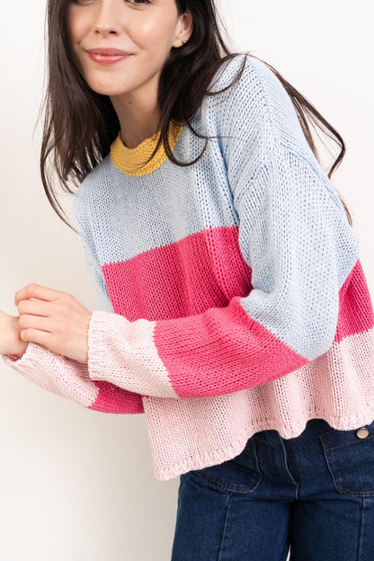 Jersey Jana Azul y Rosa Algodón