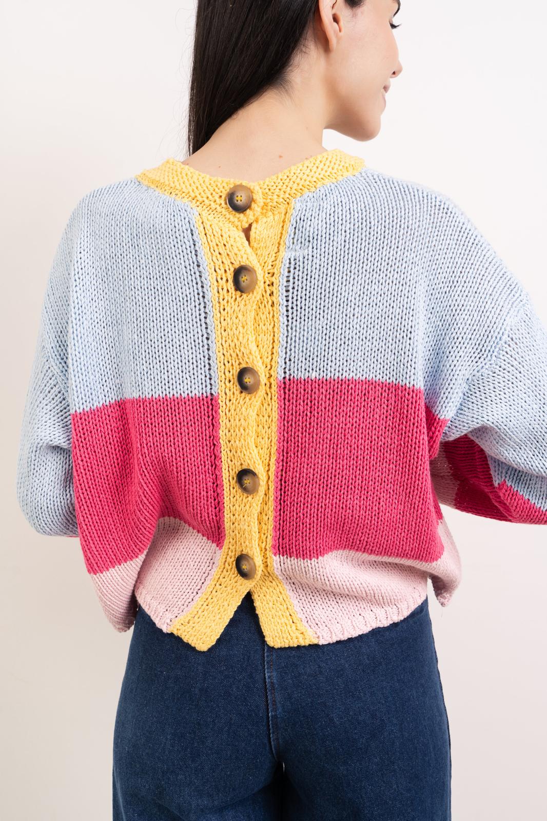 Jersey Jana Azul y Rosa Algodón