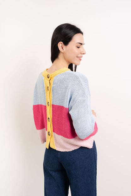 Jersey Jana Azul y Rosa Algodón