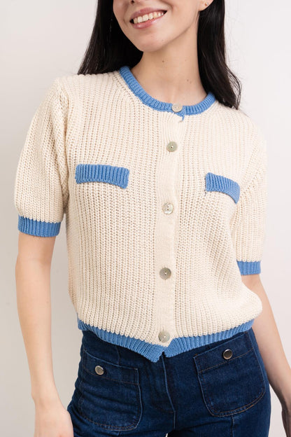 Mia White Cotton Cardigan