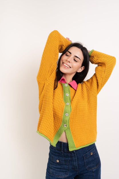 Tina Mustard Cotton Cardigan