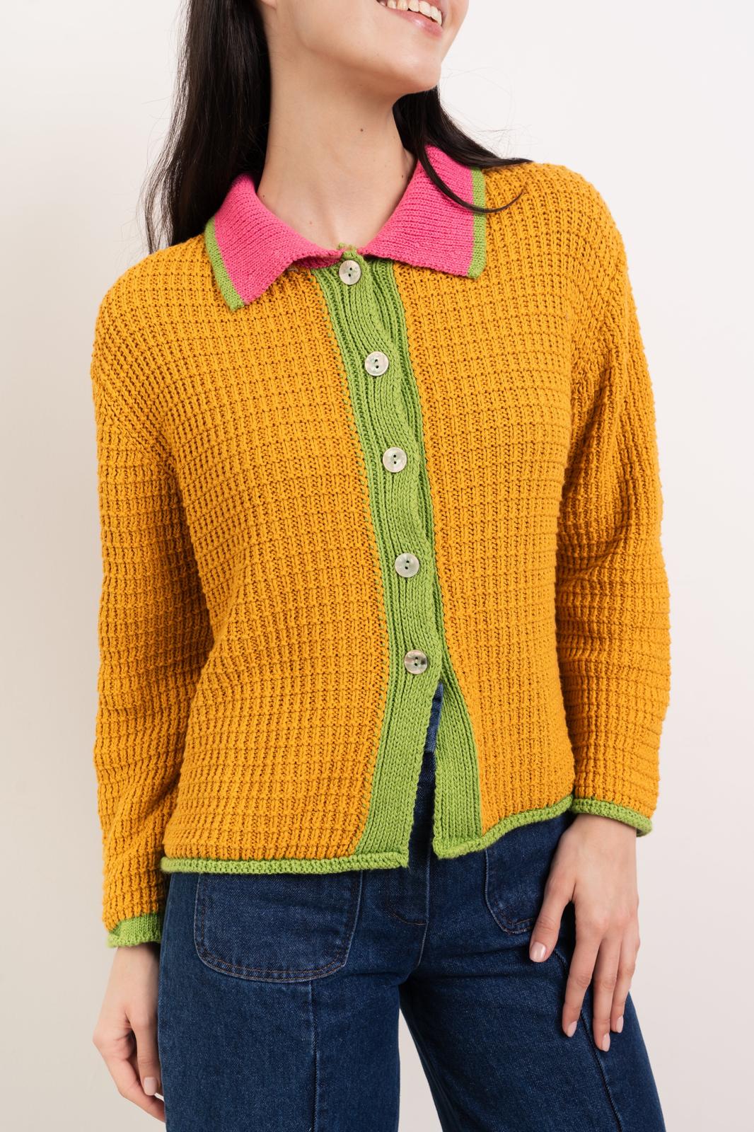 Tina Mustard Cotton Cardigan