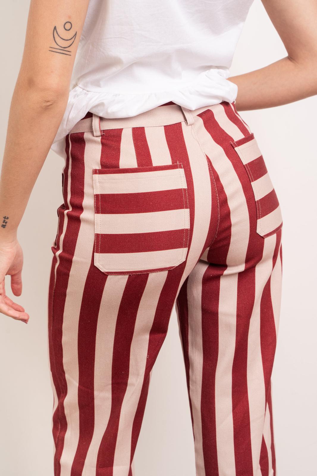 Valeria Burgundy Stripe Jeans