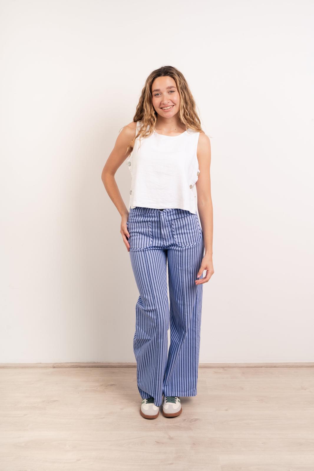 Maria Blue Striped Jeans