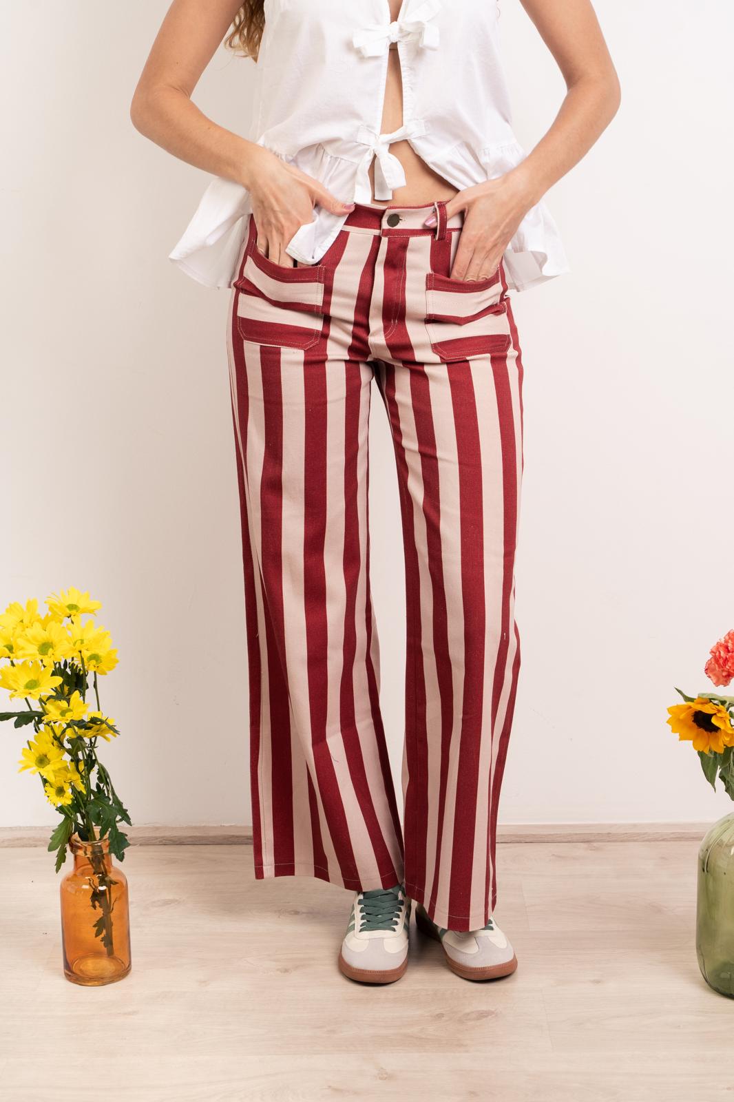 Valeria Burgundy Stripe Jeans