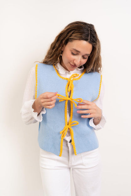 Light Blue and Yellow Knit Vest