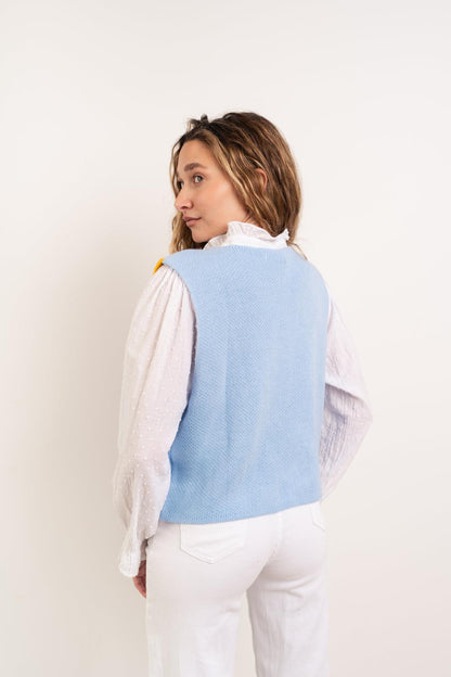 Light Blue and Yellow Knit Vest