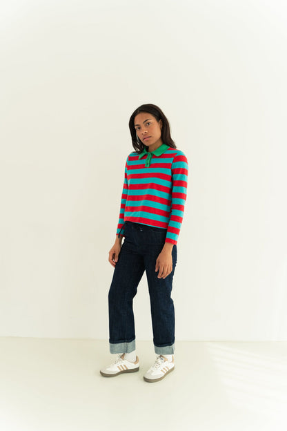 Filipa Red and Aquamarine Polo