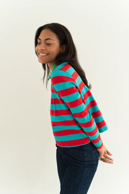 Filipa Red and Aquamarine Polo