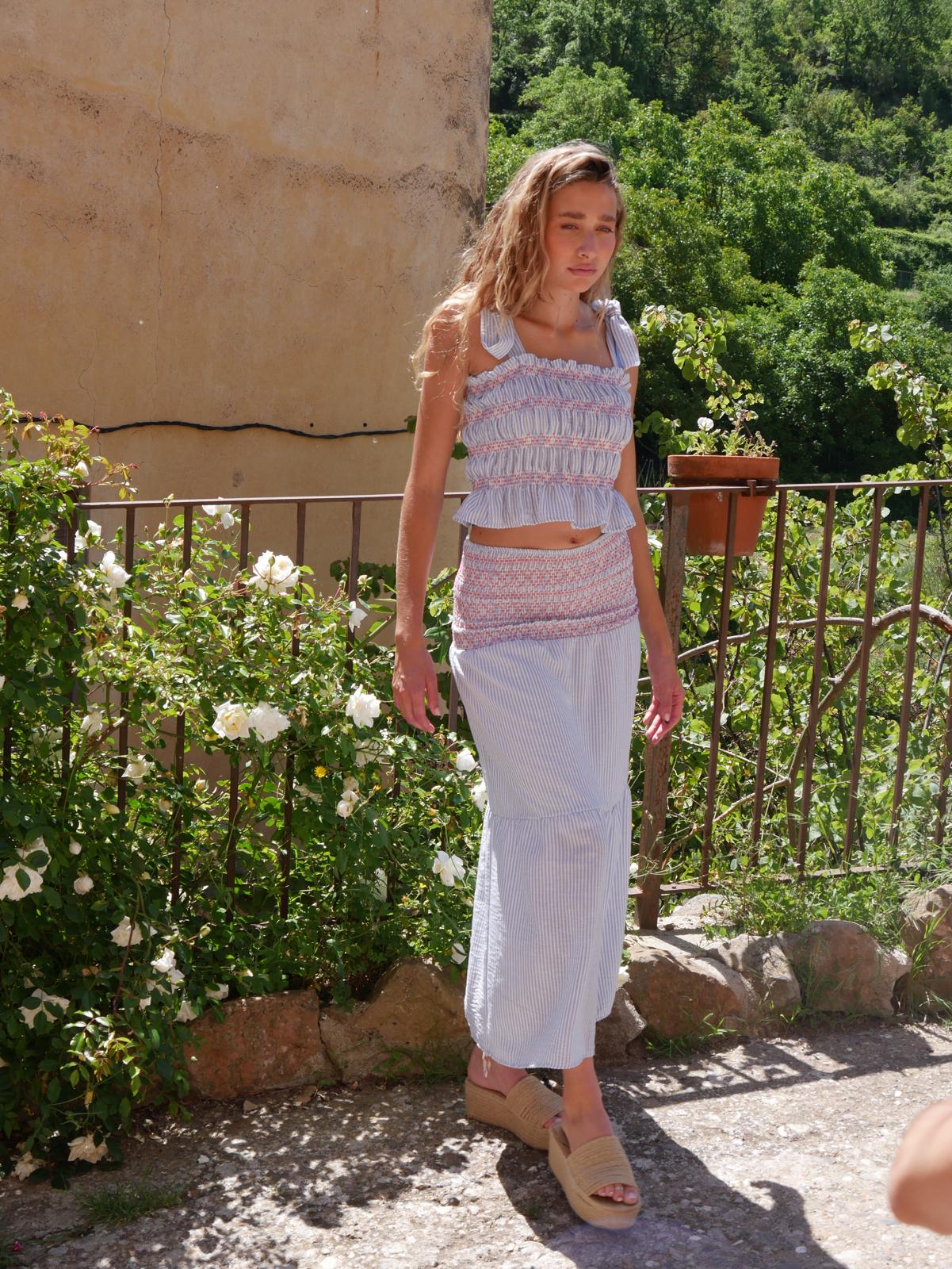 Light Blue Striped Lina Skirt