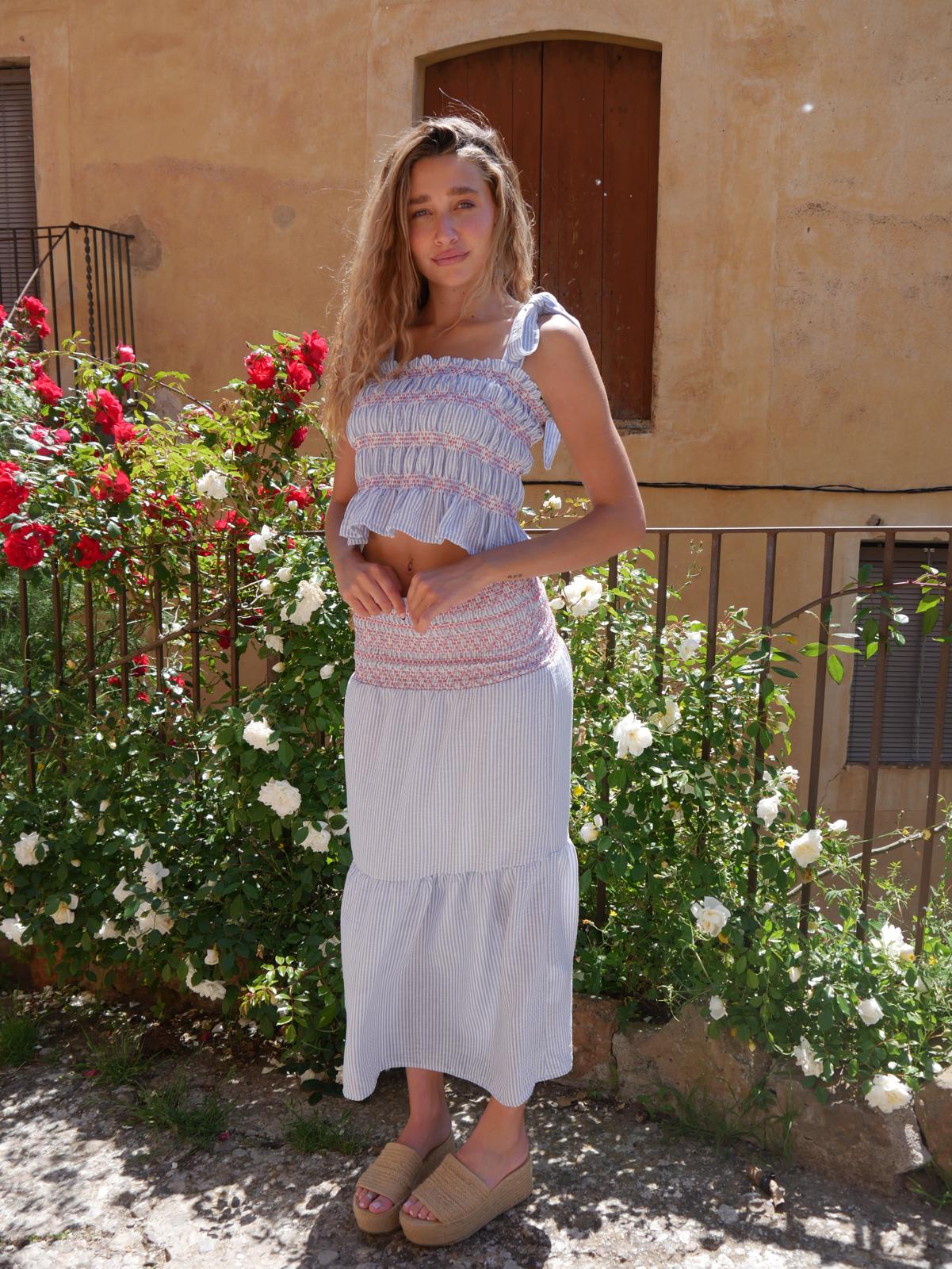 Light Blue Striped Lina Skirt