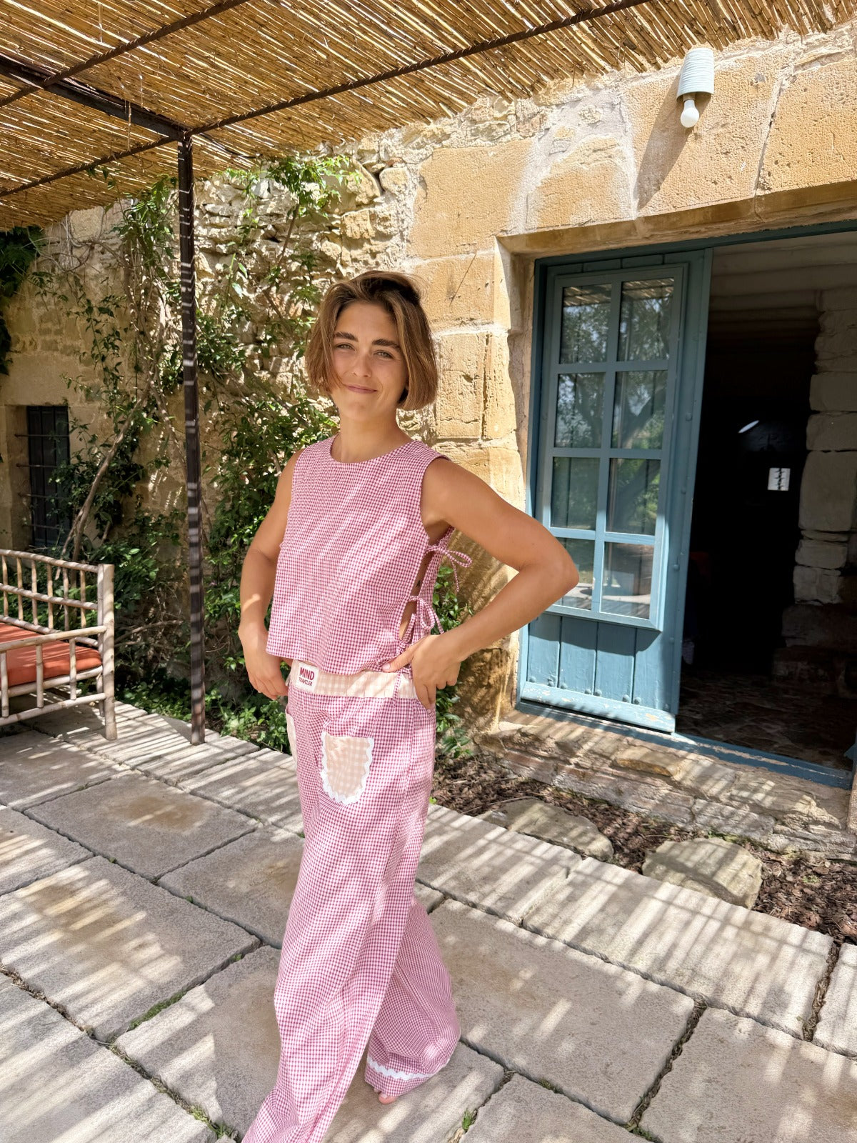 Pantalón Greta Granate y Amarillo