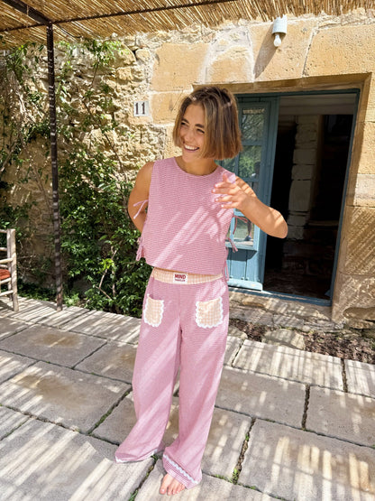 Pantalón Greta Granate y Amarillo