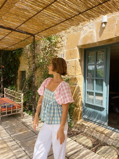 Blusa Maca Rosa y Azul
