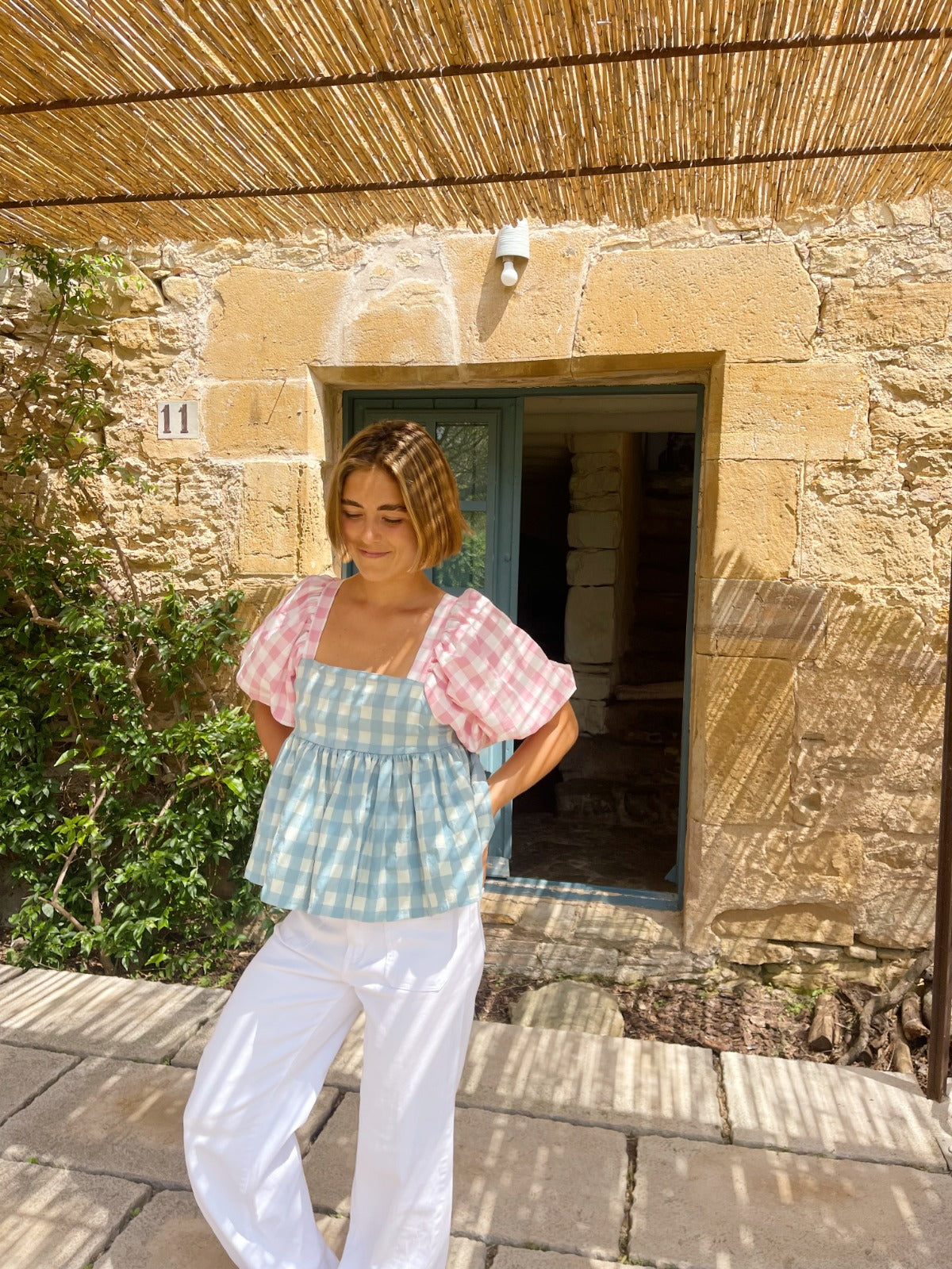 Blusa Maca Rosa y Azul