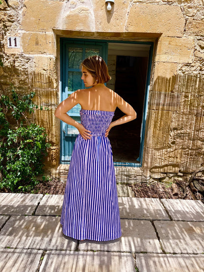 Vestido Emily Rayas Azul y Rosa