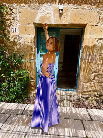 Vestido Emily Rayas Azul y Rosa