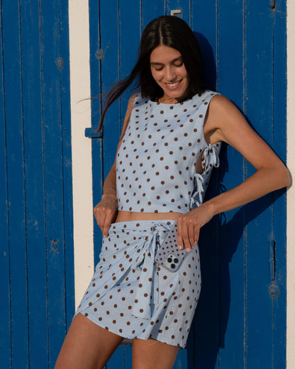 Top Macarena Topos Celeste y Marrón