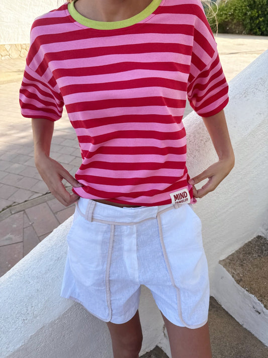 Camiseta Nunu Rojo y Rosa