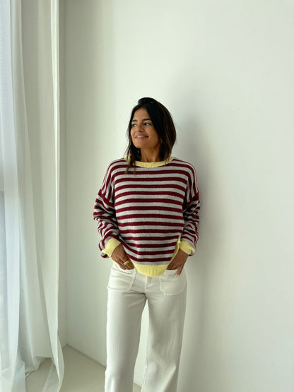 Jersey Pia Burgundy y Gris