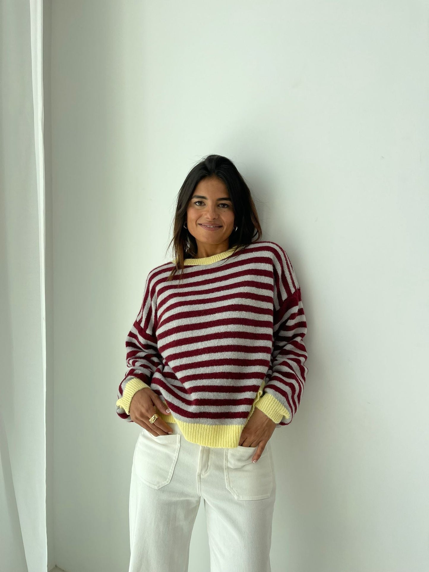 Jersey Pia Burgundy y Gris