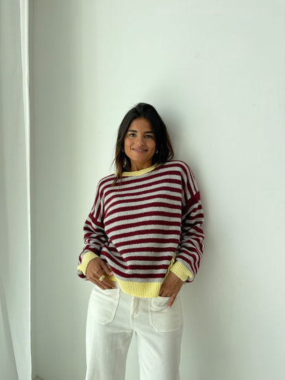 Jersey Pia Burgundy y Gris