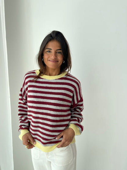 Jersey Pia Burgundy y Gris