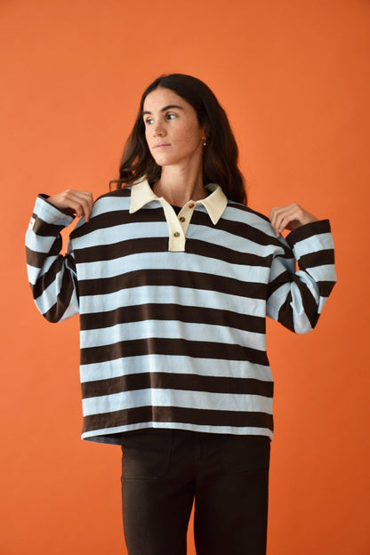 Polera Filipa Marrón y Celeste