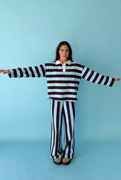 Polera Filipa Marrón y Celeste