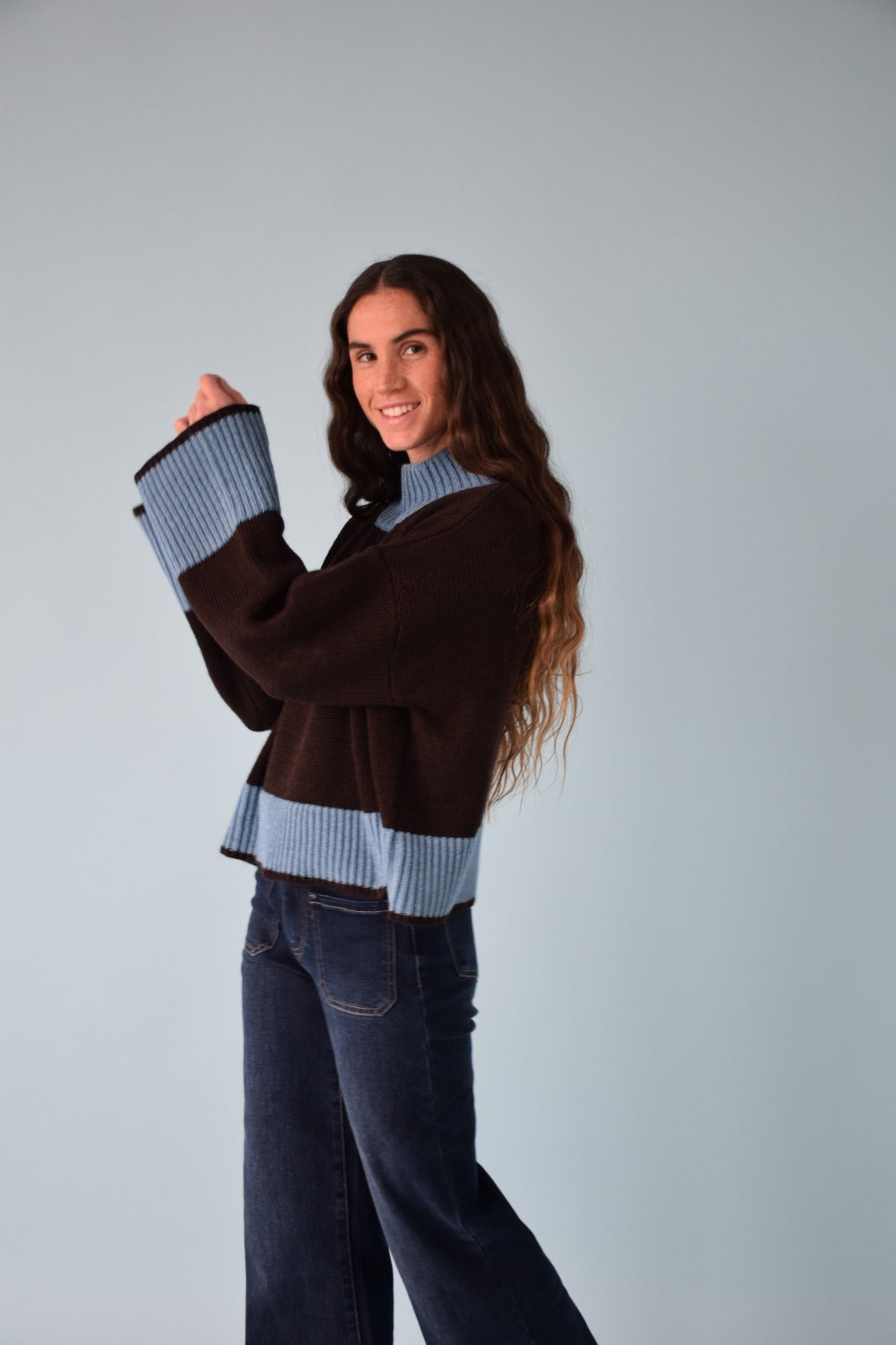 Jersey Bruna Marrón y Azul