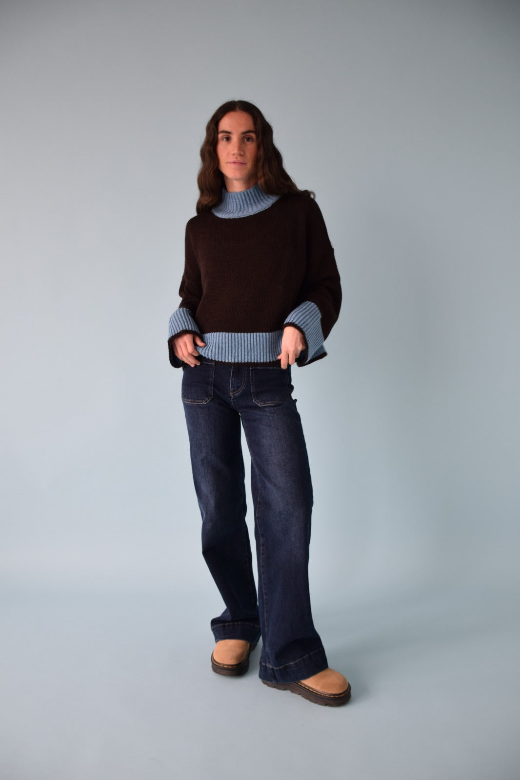 Jersey Bruna Marrón y Azul