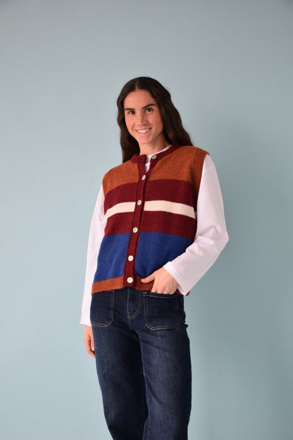 Chaleco Emilia Azul y Teja