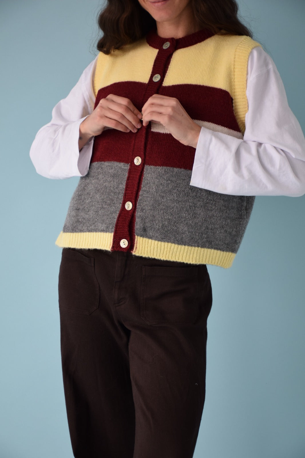 Emilia Yellow and Burgundy Vest