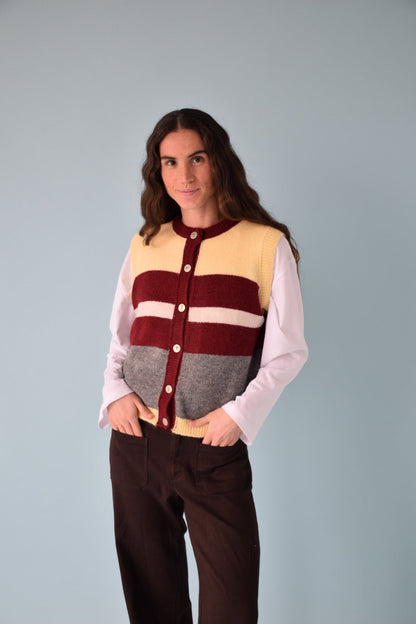 Emilia Yellow and Burgundy Vest