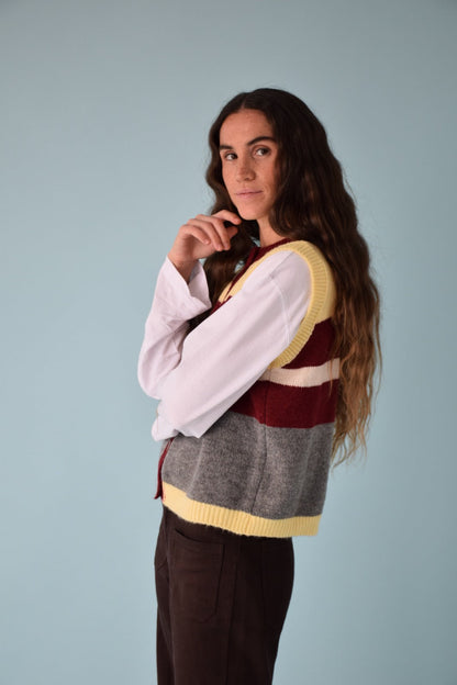 Emilia Yellow and Burgundy Vest