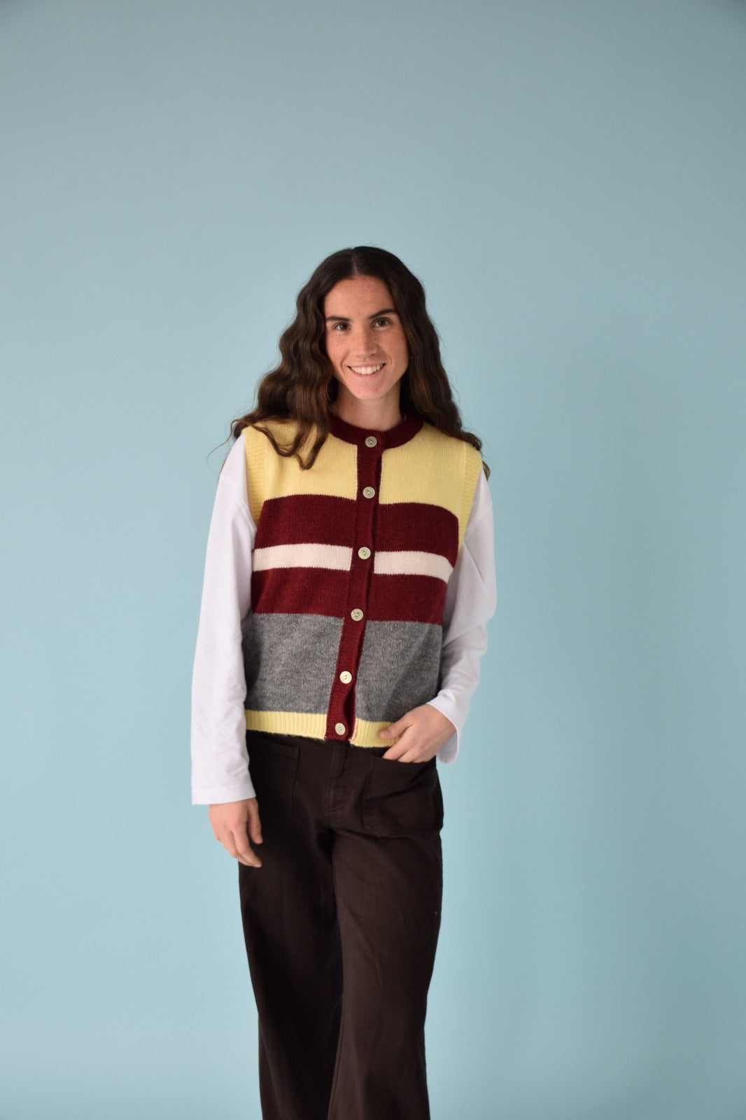 Emilia Yellow and Burgundy Vest