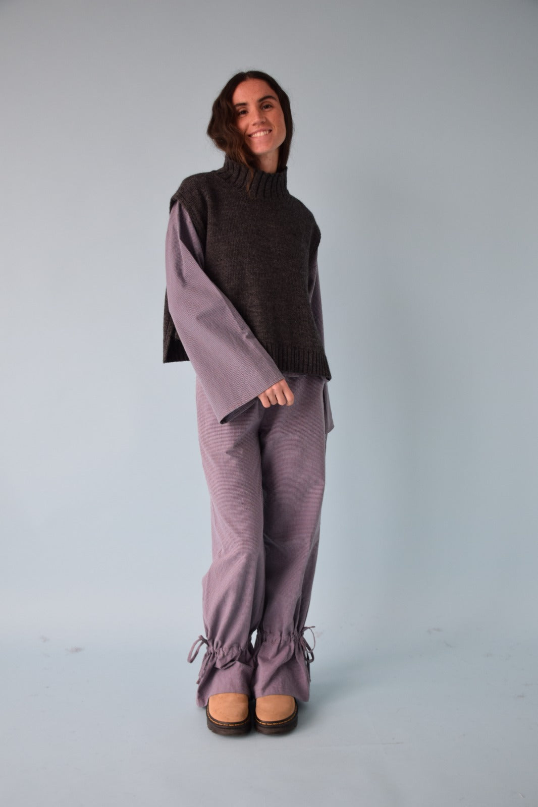 Pantalón Alea Vichy Azul y Marrón