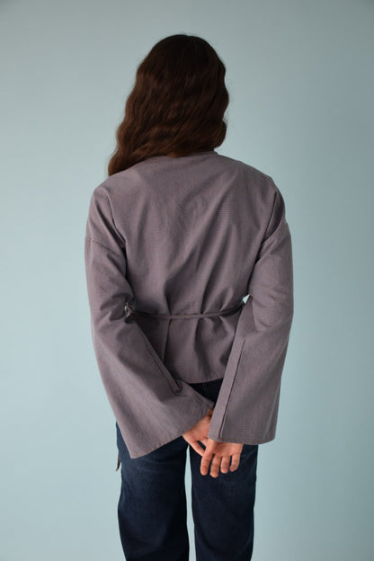 Blusa Alea Vichy Azul y Marrón