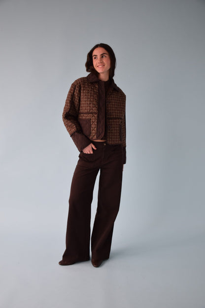 Brown Plaid Military Jacket