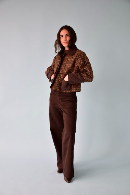 Brown Plaid Military Jacket