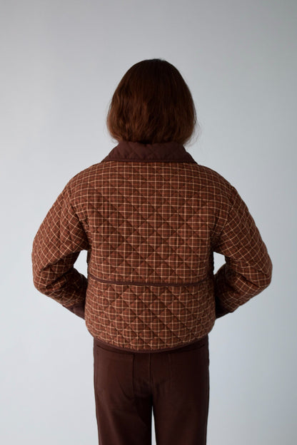 Brown Plaid Military Jacket