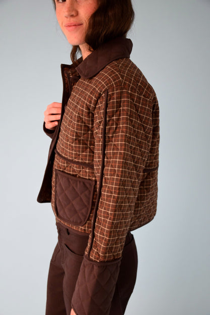 Brown Plaid Military Jacket