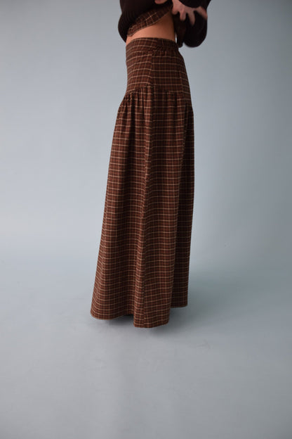 Falda Beth Cuadros Marrón