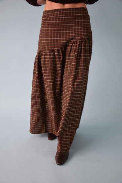 Falda Beth Cuadros Marrón