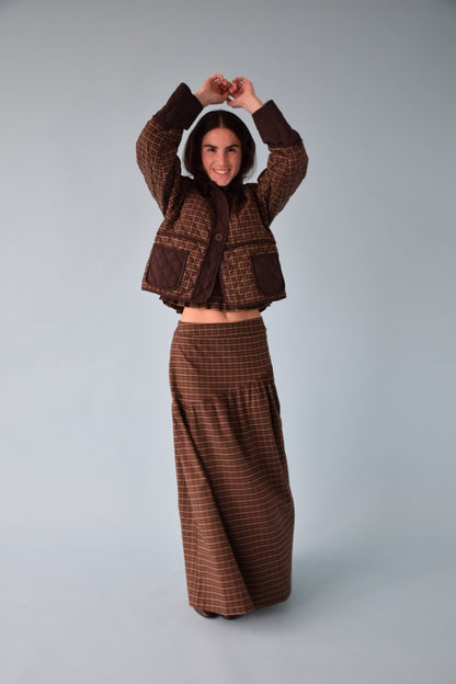 Falda Beth Cuadros Marrón