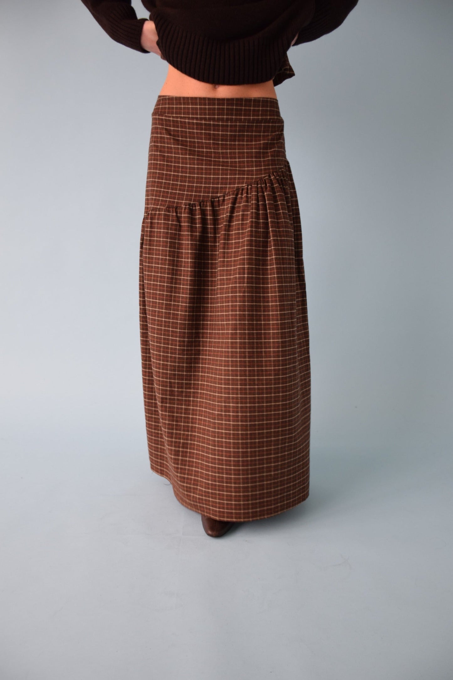 Falda Beth Cuadros Marrón